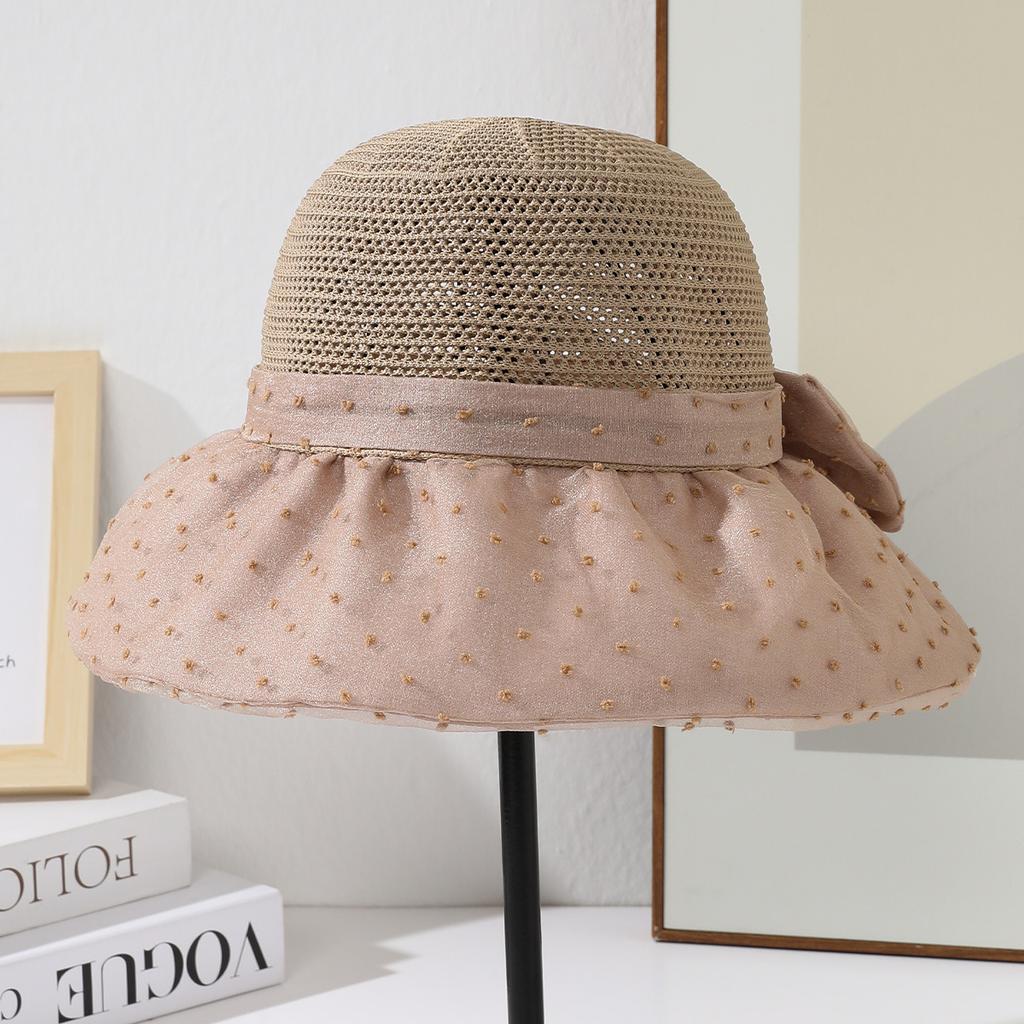 Summer new hat women's outdoor sun hat polka dot seersucker sun hat face bucket hat foldable