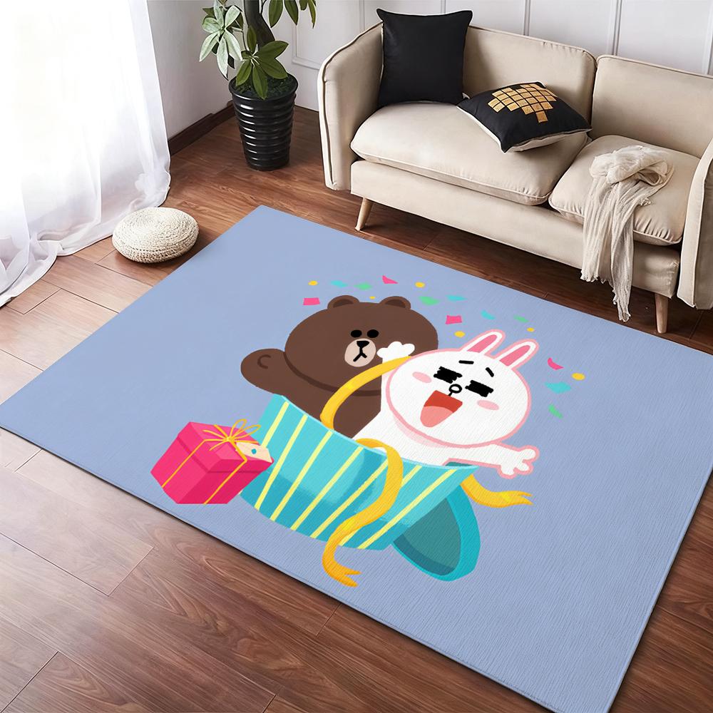 B-Brown And C-CONY Floor Mat Flannel Rugs Cozy Plush Thickened Soft Warm Winter Floor Mat Non Slip Living Room Home Indoor Use