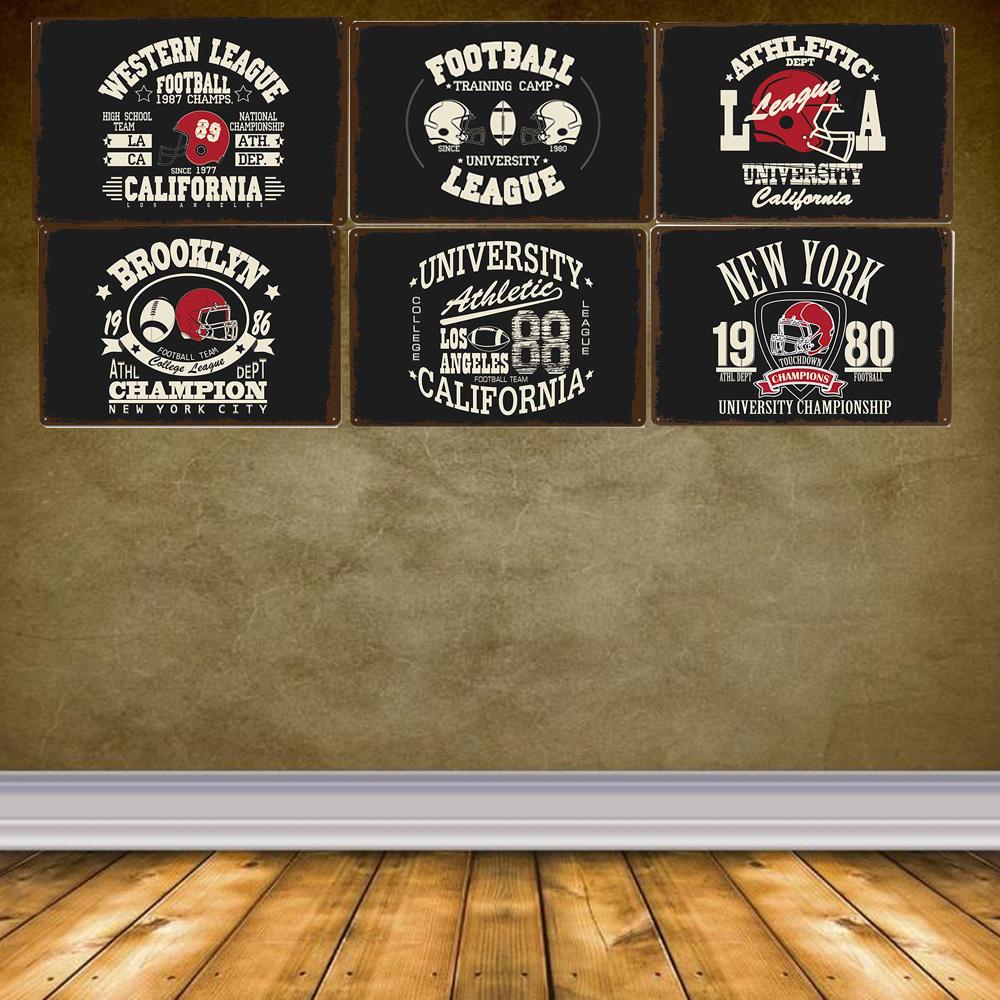 Football Retro Metal Tin Signs Plate Champion New York Shabby Chic Plaque Pub Bar Club Vintage Wall Decor Metal Poster