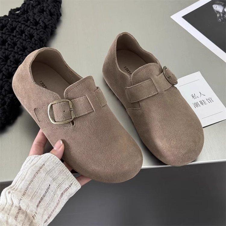 Flat-bottomed retro one-pedal big-headed Boken shoes women's all-inclusive 2025 spring new versatile casual maternity shoes