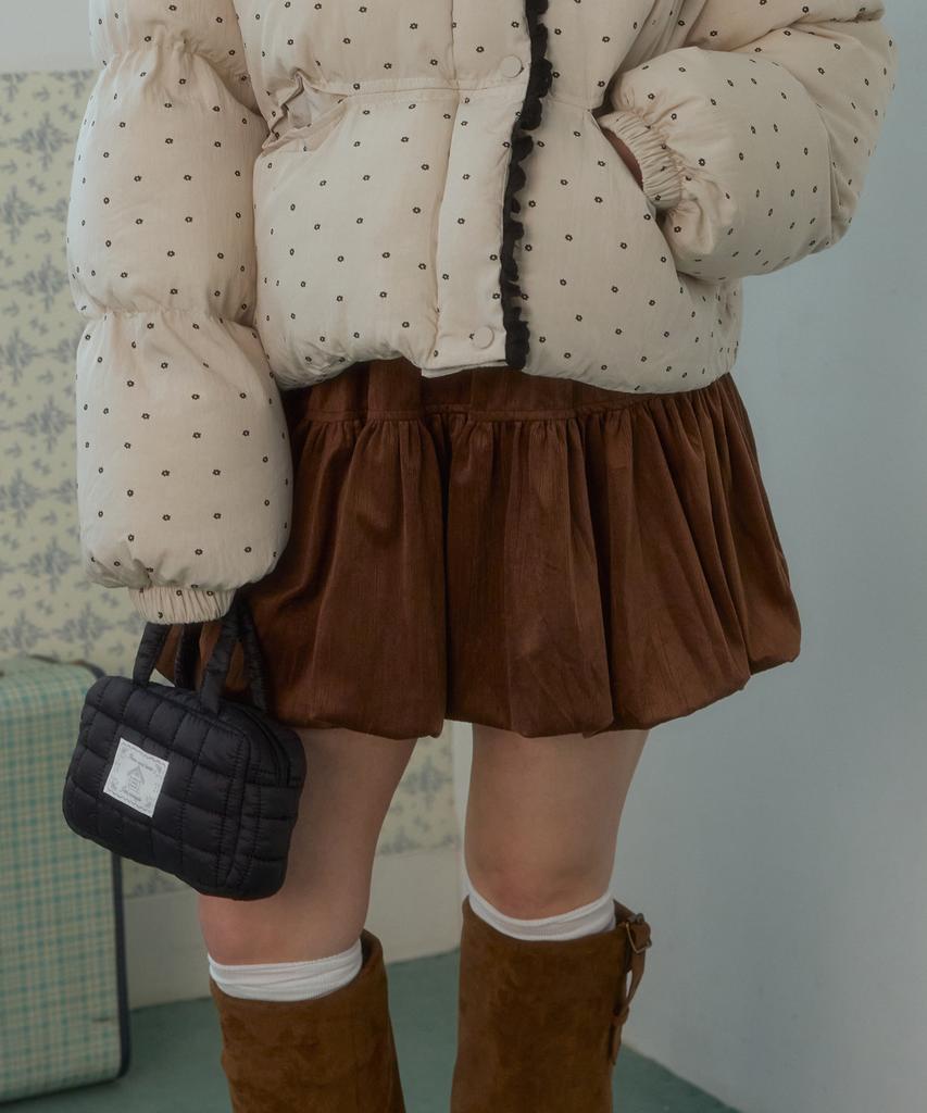 Pink Pineapple Bonbon Velvet Pumpkin Skirt_Brown