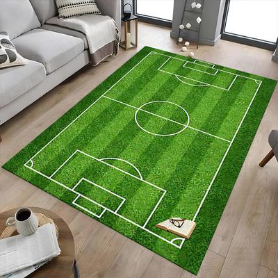 1 Stück Fußballfeld Rutschfester Boden Teppich Kompatibel für Büro & Wohnzimmer & Schlafzimmer & Esszimmer - Flach - Maschinengewebt-S0393