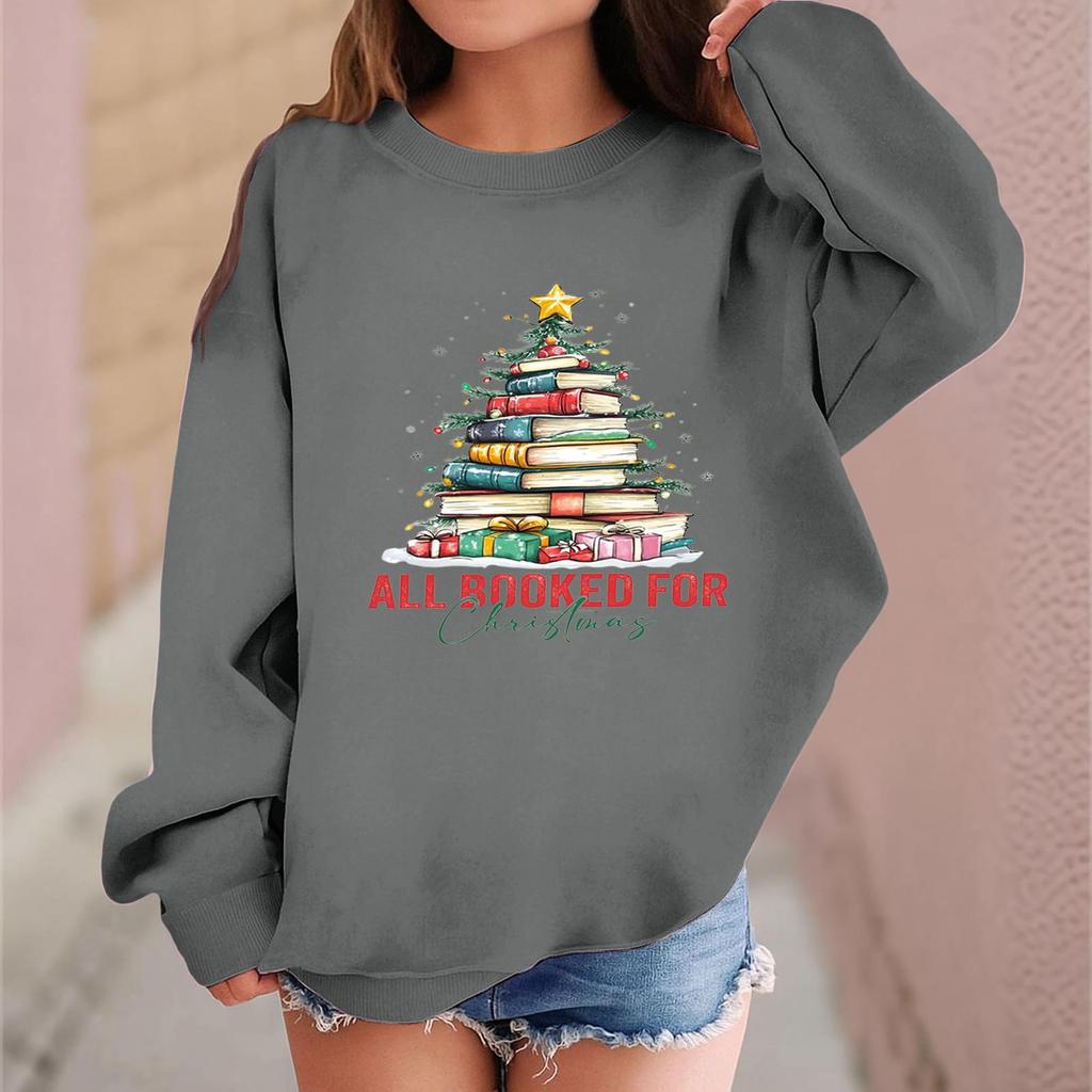 Children's Fashionable Casual Long-sleeved Loose Christmas Print Pullover Sweatshirt