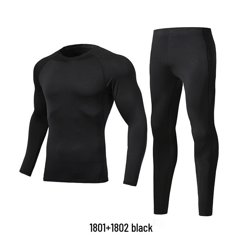 Men's Quick-Drying Elastic Compression Long Sleeve Fleece-Lined Fitness Suit