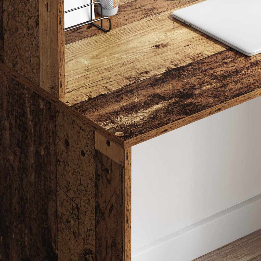 Desk with Shelf Reclaimed Wood Look 102 x 50 x 124 cm Particleboard