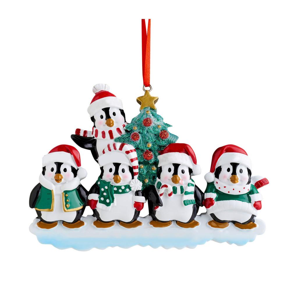 Charming Resin Penguin Family Christmas Ornaments Adorable Holiday Decorations Set