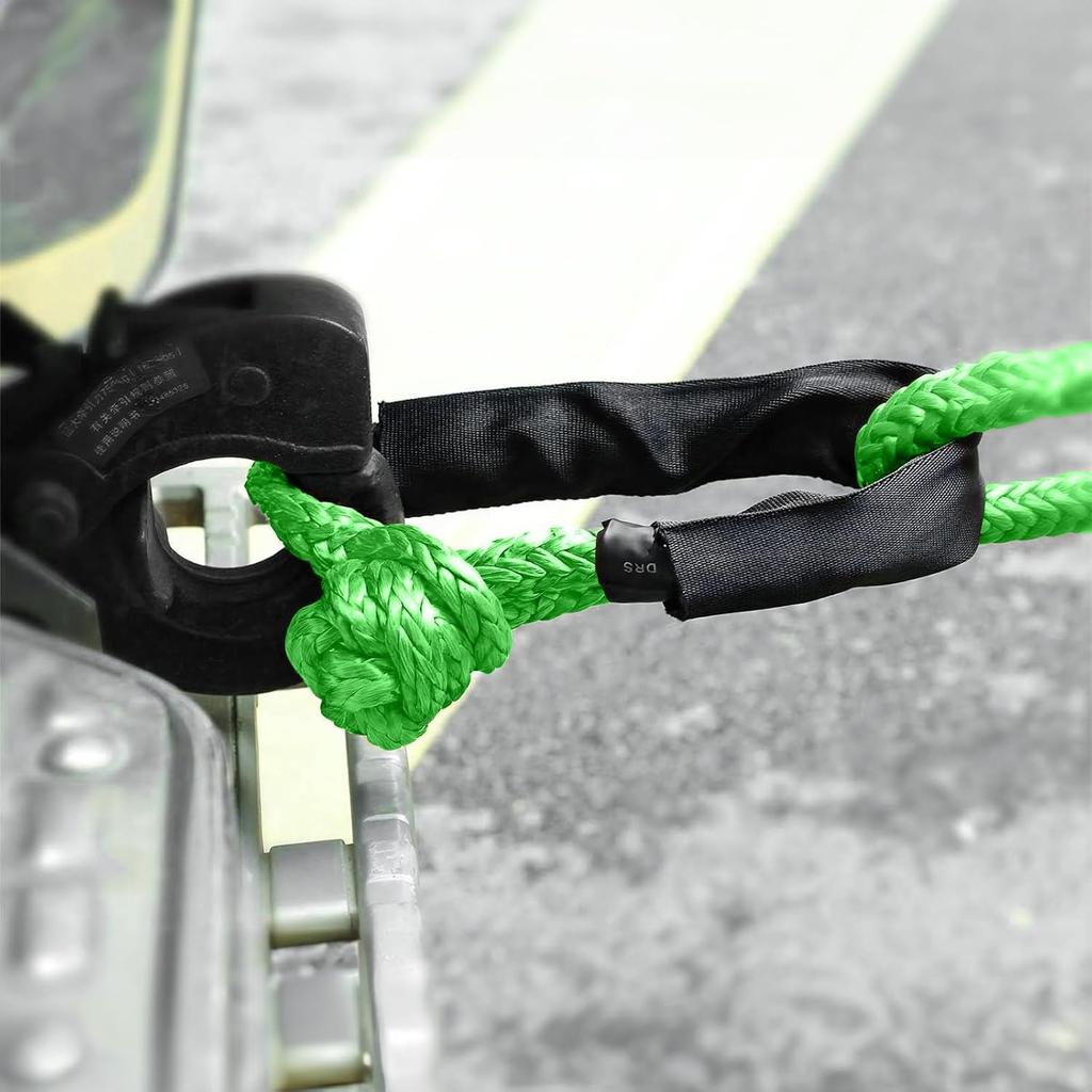 2 Pack Green Soft Shackle 57,000 LBS Breaking Strength 1/2 Inch X 22 Inch With Protective Sleeve For Off-Road Sailing Trucks 4X4 UTV Synthetic Road