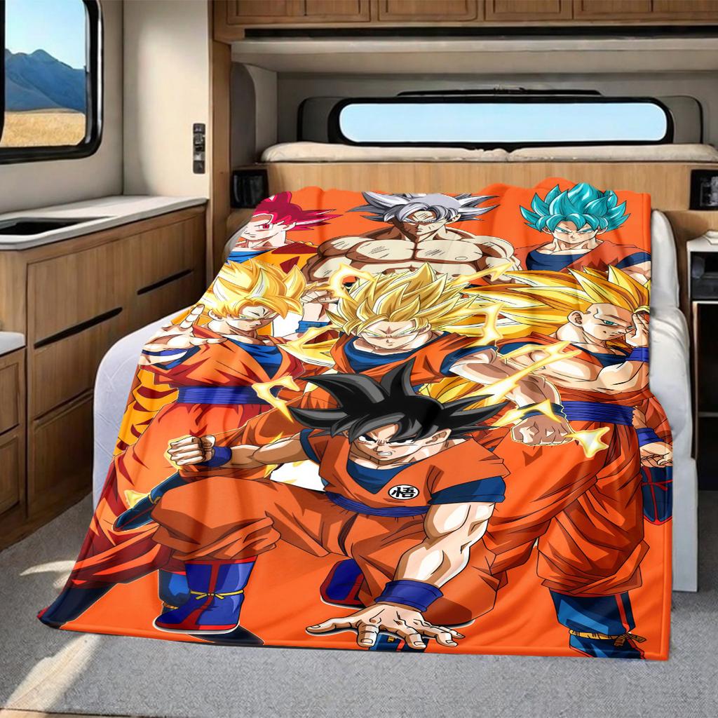 1 Stück Son Goku Druck Flanelldecke, Hohe Qualität für alle Jahreszeiten, Heimdekoration, Wärme und Komfort, Perfekt für Weihnachtsgeschenke