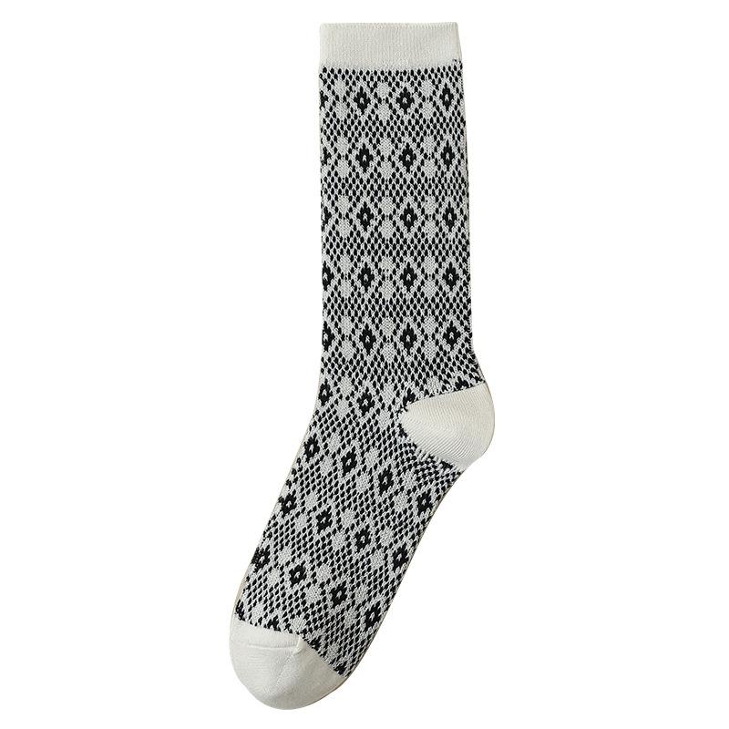Calzini alti in pile da donna per autunno e inverno, Calzini a metà gamba in cotone pettinato per primavera e autunno