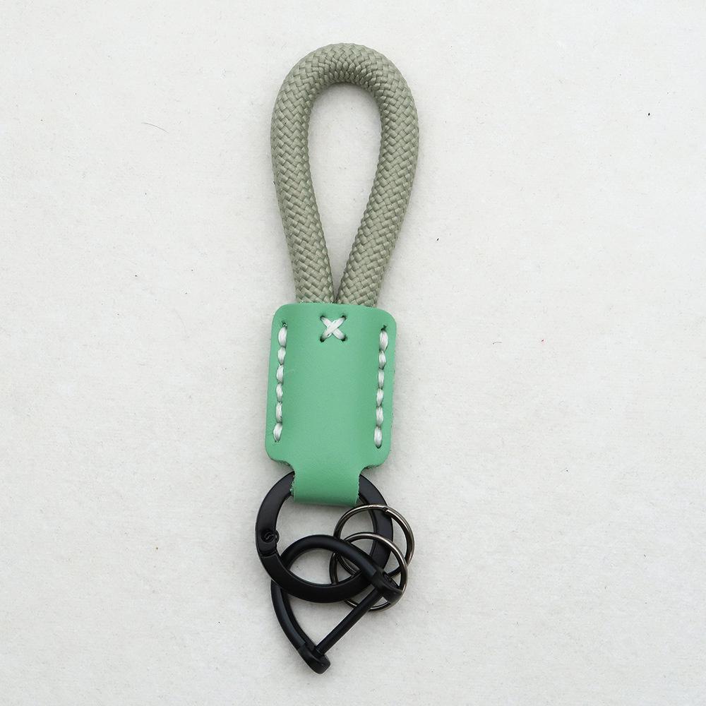 Hand-Woven Cowhide Leather Keychain Pendant with Logo Embossing - High-Quality Anti-Lost Car Lanyard