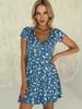 Summer Floral Knit Dress With Vneck Short Sleeves For Casual Women