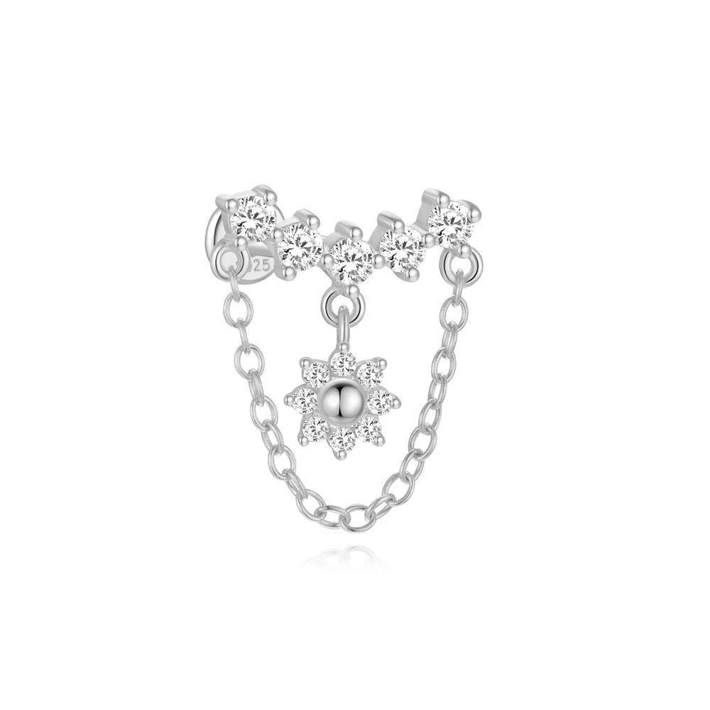 CANNER 1PZ Occhio di Cavallo Testa Piatta Filettato Perforazione Osso Auricolare Donna Argento 925 Ins Stella Fiore Geometria Zircone Orecchino a Lobo