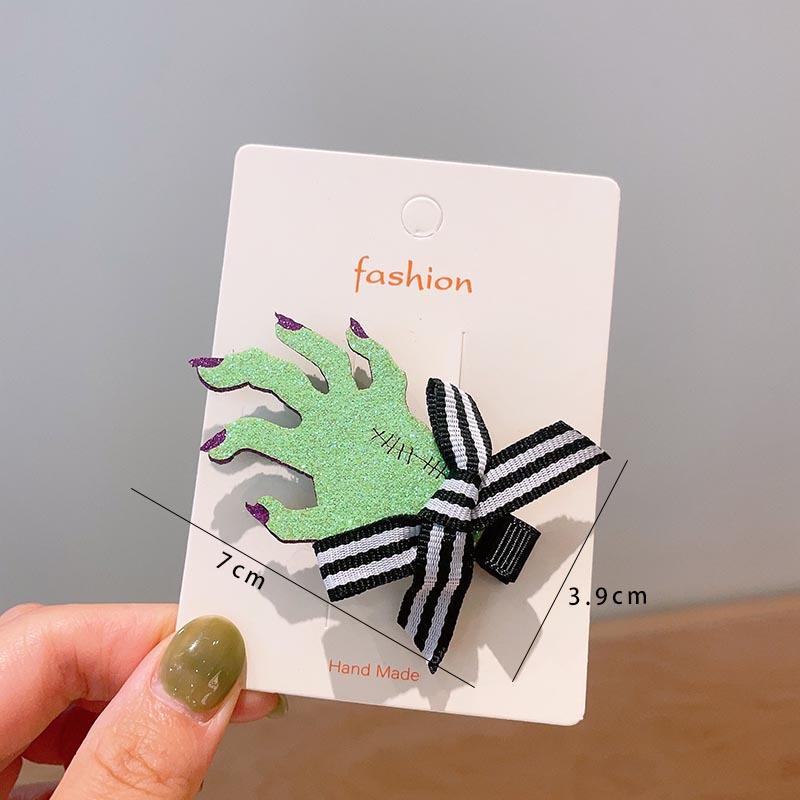 Halloween Children's Hair Accessories, Pumpkin Ghost, Funny Handmade Hair Clips, Black Bat Bow, Girl Party Hair Clips