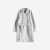Maslan Temperament Belt Waist Cinched Mid Length Solid Color Lapel Woolen Coat Jacket