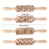 Easter Pattern Rabbit Egg Carrot Chicken Embossing Wood Stamps Rolling Pin Baking Cookie Fondant Cake Textured Roller