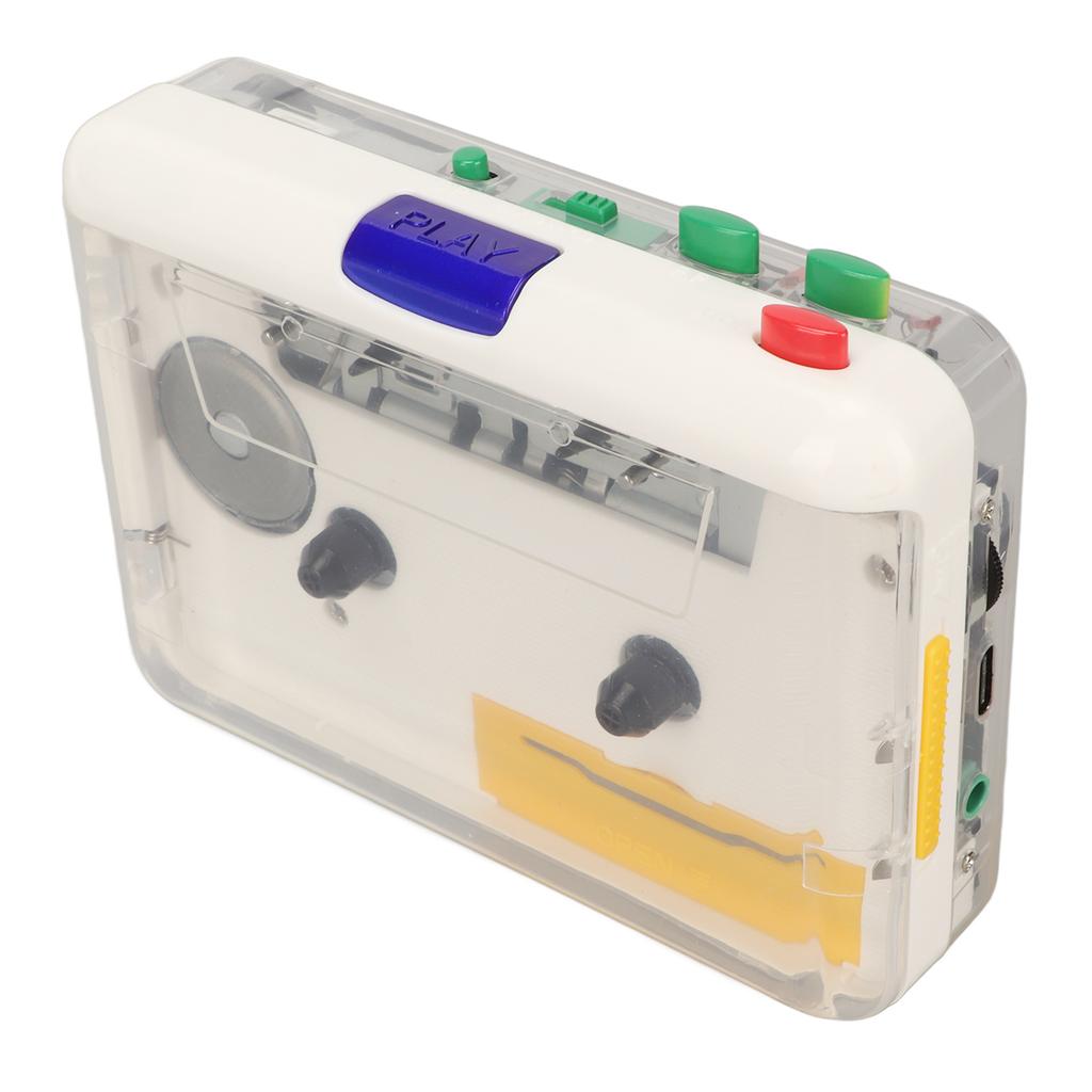 Cassette To MP3 Converter HiFi Stereo Sound Retro Innovative Colorful Buttons USB Portable Tape Player White