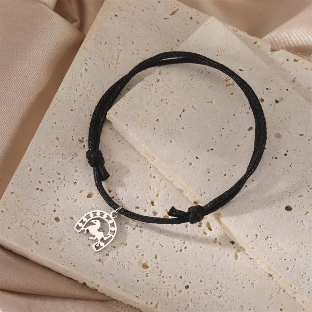 My Shape Horseshoe Pendent Bracelets for Women Stainless Steel U-Shaped Horse Charms Chain Wrist Bangle Jewelry Horse Lovers