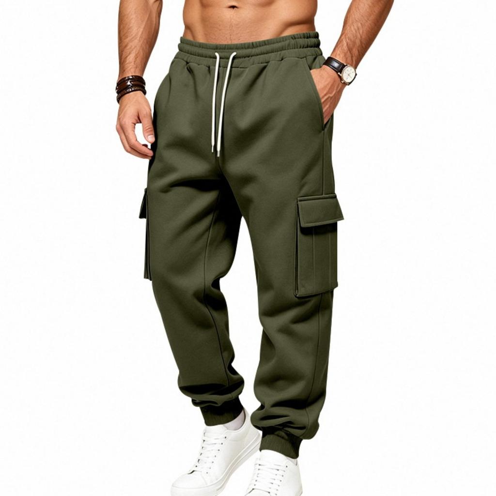 Men's Outdoor Casual Cargo Sweatpants, -Lined, Loose Fit, Multiple Pockets for Sports, Hiking and Daily Wear