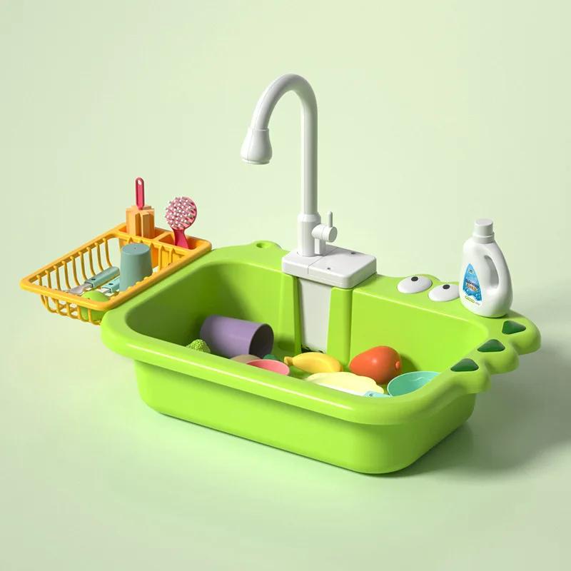 Play Kitchen Swimming Pool Floating Fishing Toy Faucet Play Sink Kitchen Sink Toy Electric Faucet Water Play Baby Education Toys
