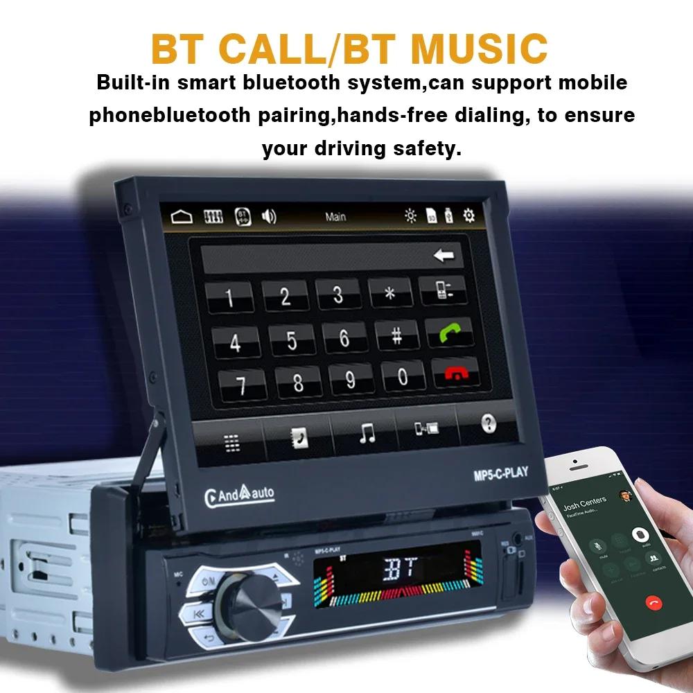 TOYOUSONIC 7 Inch Car Radio Retractable Screen Universal Multimedia Video Player CarPlay Android Auto USB BT 1 Din MP5 Stereo