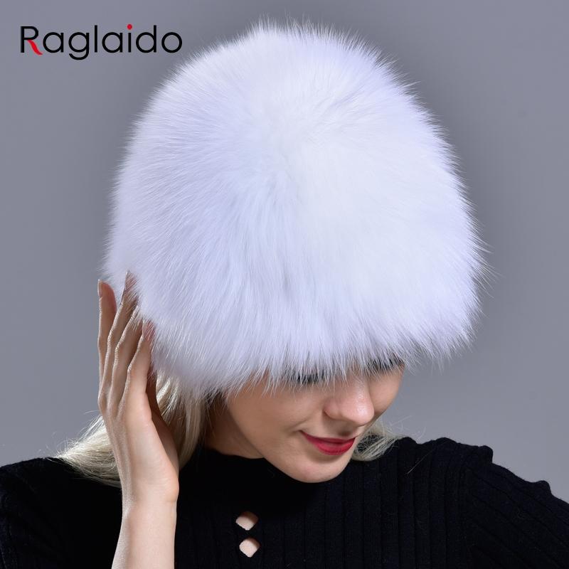 Winter Fur Hats for Women Natural Arctic Fox Fur Warm Thick Knitted Fashionable Stylish Girls Outdoor Snow Skull Beanie Hat