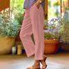 Spring Summer New Women Solid Cotton Linen Wide Leg Pants, Elastic Waist Loose Casual Trousers, Breathable Daily Fashion Bottoms