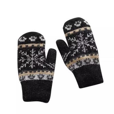Koreanisches Weihnachtsmuster mit Schneeflockenmuster, Wollstrick, warme Fäustlinge für den Winter, für Frauen, dicker, elastischer, winddichter Autohandschuh aus Samt