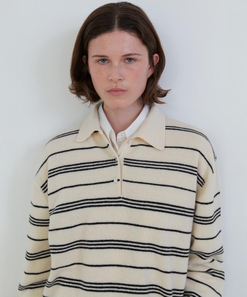 Aleukaig Stripe Collar Knit_Cream