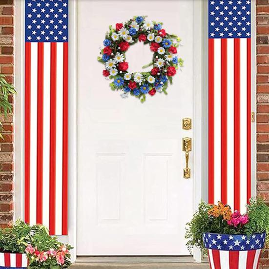 Künstlicher Kranz Memorial Day Unabhängigkeitstag Veteranentag Haustür Rot Blau