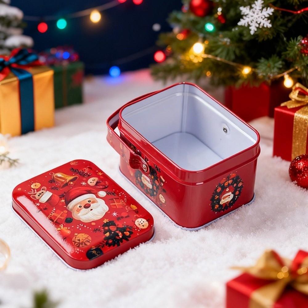 Cartoon Christmas Gift Box Tinplate Party Supplies Christmas Candy Box Christmas Decoration Portable Candy Storage Containers
