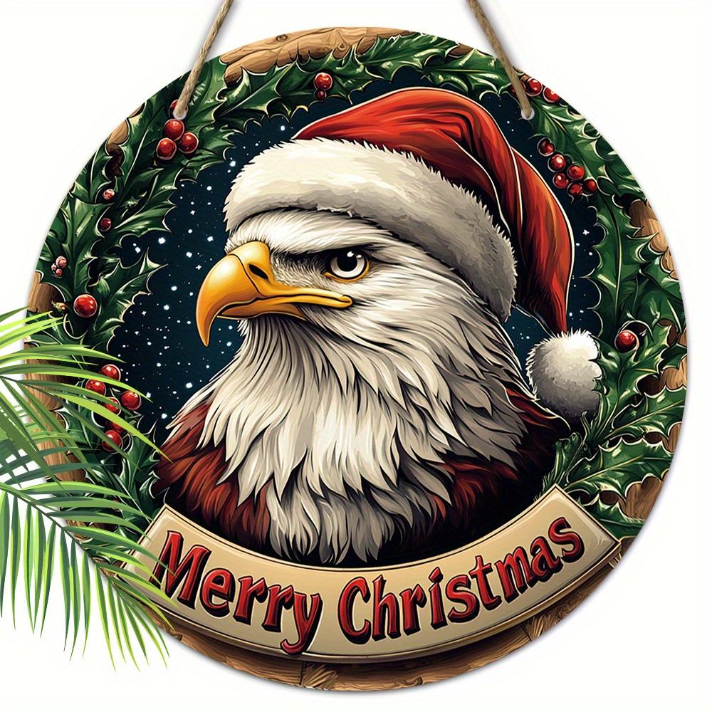 

С Рождеством Деревянная Табличка с Узором Орла - Табличка Navidad для Крыльца Входной Двери Настенный Декор - Идеальное Рождественское Украшение 20cm/7.87in красный