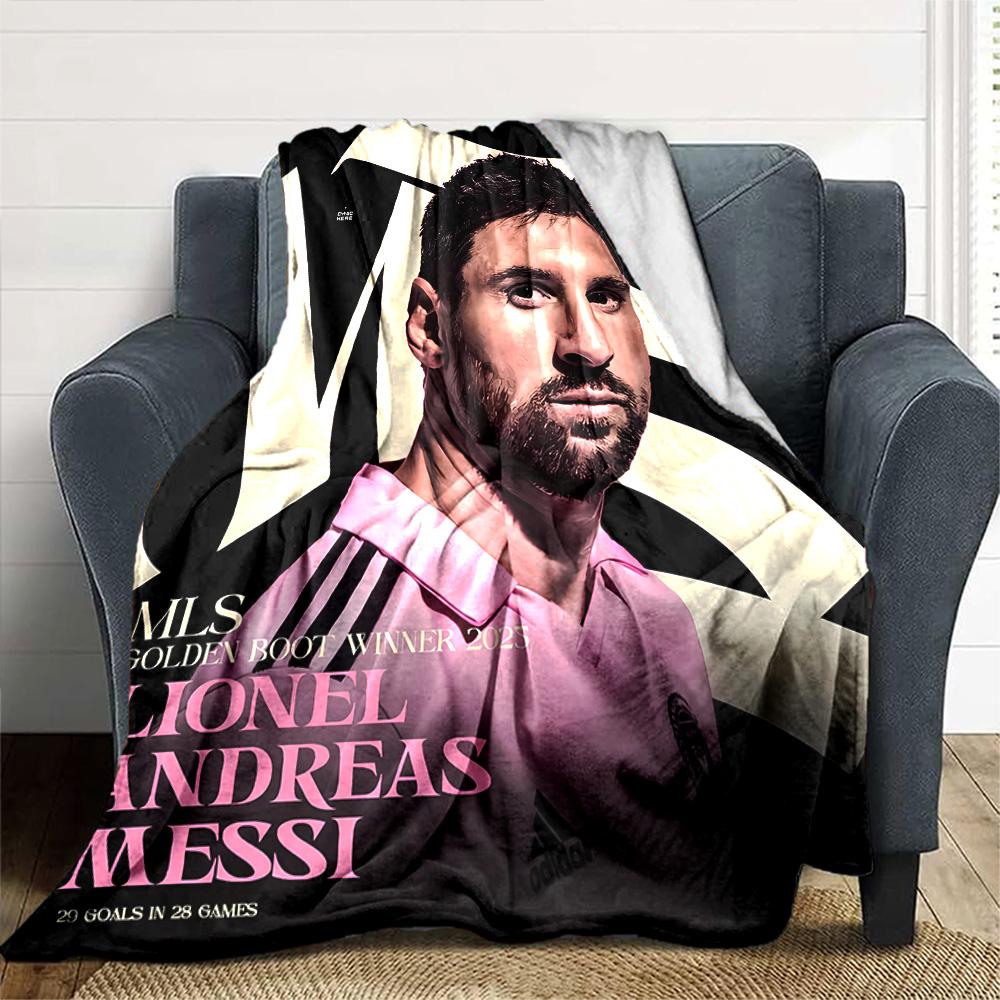 Lionel Messi's Assists Milestone Blanket Warmthful Decor Perfect for Bedding Livingroom Chair All-Season Use Playful Design