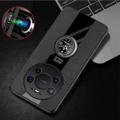 Hoesje Voor Huawei Mate 80 80Pro Max PU Leer Mat Magnetische Ringhouder Schokbestendige Cover Voor Mate 80 Pro Max Zachte Frame Shell