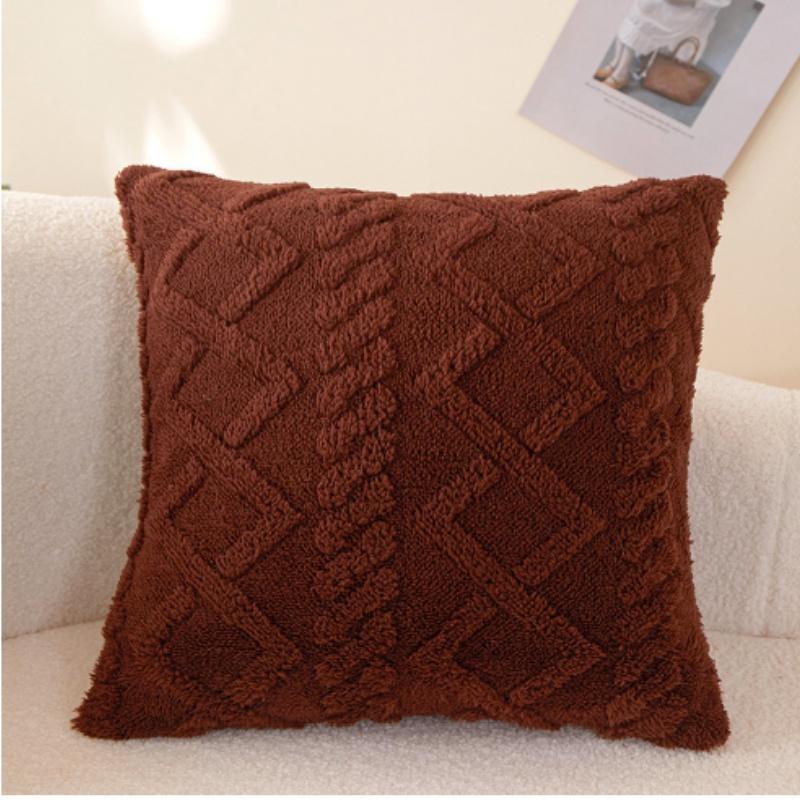 43x43cm INS Plush Pillowcase 3D Rhombus Geometry Soft Throw Pillowcase Embroidery Living Room Sofa Decor Jacquard Cushion Cover