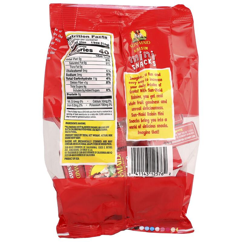 Raisin Mini Snacks, 12 Boxes, 0.5 oz Each