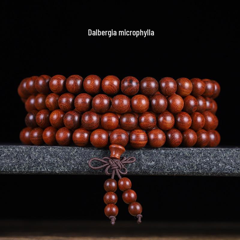 Buddhist 108 Beads Bracelet: Red Sandalwood, Green Sandalwood, Ebony Wood Rosary Necklace