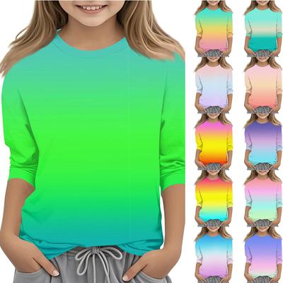 Dziecięca koszulka z nadrukiem i okrągłym dekoltem, rękawy 3/4, codzienny, swobodny T-shirt