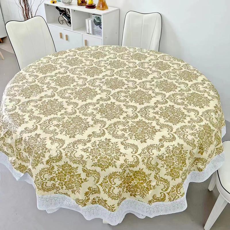 Restaurant-Grade Round Plastic Tablecloth - Waterproof & Oil-Proof, Scald-Resistant, Wash-Free, Ideal for Home or Hotel Use