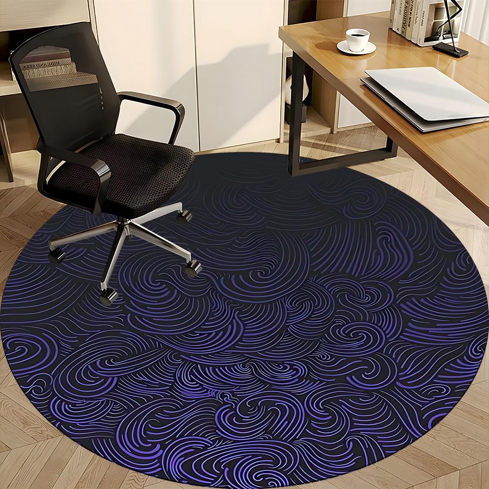 1pc Wave Swirls Office Round Area Rug,  Mat Suitable For Office, Under Office Chairs Bedroom Living Room Home Decor, Room Deco