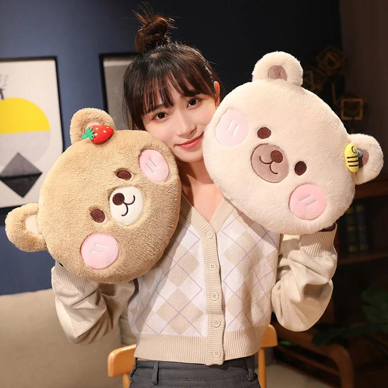 Cute Cartoon Creative Plush Warm Handstoy Bear Rabbit Doll Pillow Accompanies Decompression Toy Birthday Holiday Gift