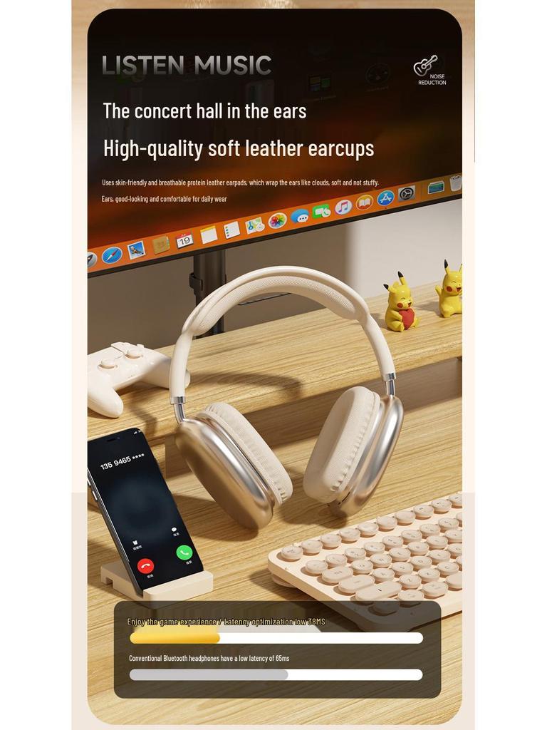 Cross-border P9 Bluetooth Over-Ear Headphones: Wireless, Sports-Ready, Ultra-Long Battery Life, Universal Fit with Card Slot.