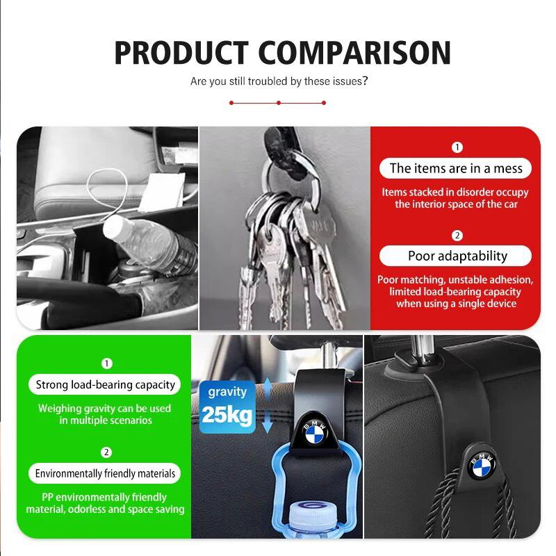 2/4pcs Car Seat Headrest Hook Storage Hanger Organizer Accessories For BMW M 1 3 4 5 6 7 Series M3 M6 F01 F02E34 E36 E70 F10 X3 CJ3
