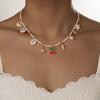Sweet and Cute Cherry Chili Pendant Necklace Beach Wind Alloy Starfish Shell Tassel Rice Bead Necklace