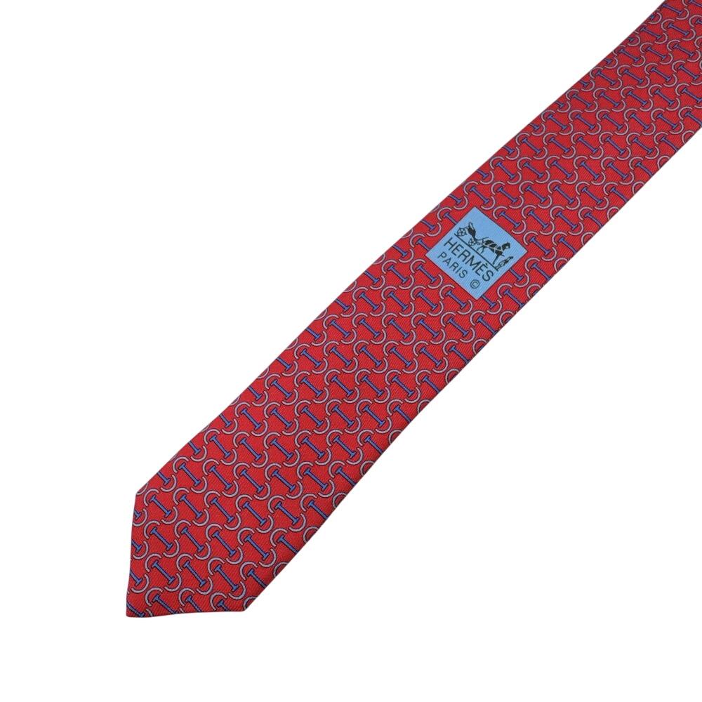 HERMES silk cravate twill tie Red silk Used