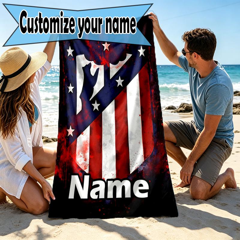 Custom Name Personalized Football Team Print Beach Towel, for Trip Camping Beach Party Home Decor, Birthday Gift for Family & Friends