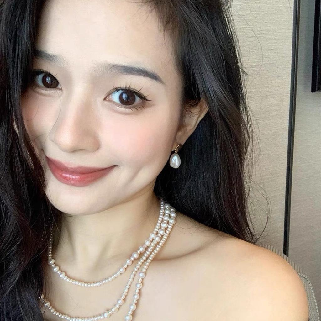 Rautenförmige kleine einzigartige natürliche unregelmäßige Barock-Nischen-Design Süßwasserperlenohrringe kleine Temperament-Steckohrringe