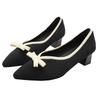 Fairy 2024 Korean Style Knit High Heels - Versatile, Thick-Heeled Women's Shoes for Spring & Autumn