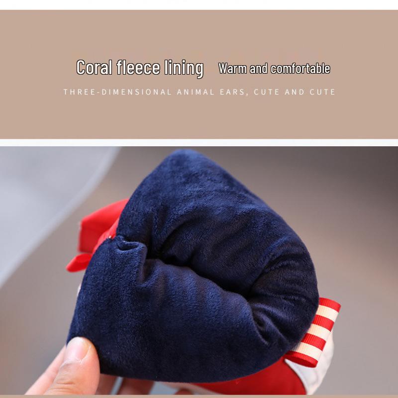 Warme Baumwoll-Babyschuhe: Mit Fleece gefüttert, rutschfest, weiche Sohle für Jungen und Mädchen von 0-1 Jahr, Winter.