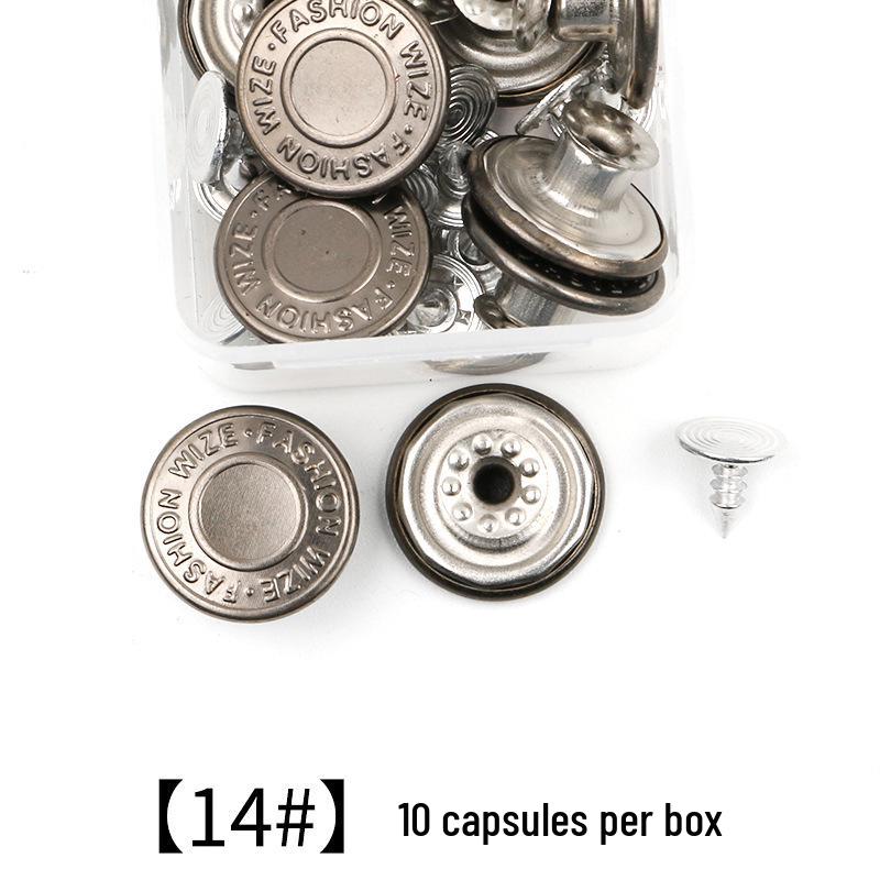 Metal Tack Buttons for Denim Jackets, Overalls, and Clothing - Men's, Women's, and Children's Apparel.