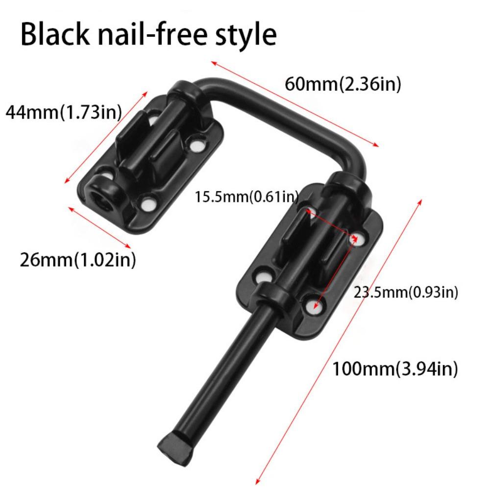 Stainless Steel Door Lock No-drill Safety Barrel Bolt Non Perforated Buckle  Bathroom Doors